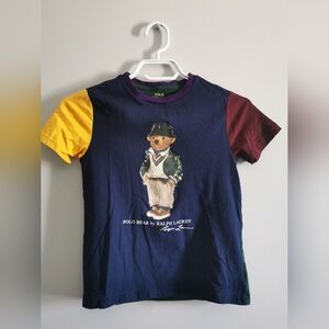 (3/$12) - Polo Ralph Lauren Boys Tshirt. Bear Series. Size 7 . Blue Multicolour